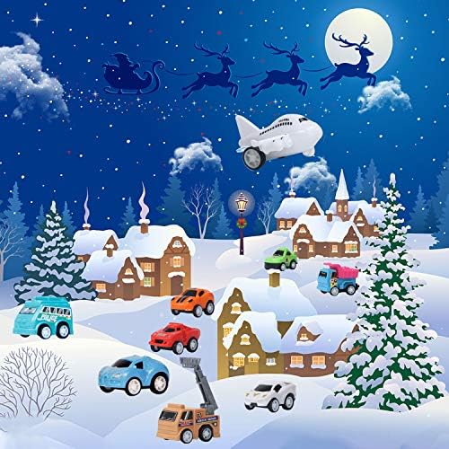 Коледен Адвент-Календар ATDAWN с 24 Различни Превозни средства, Авто Адвент-Календар за деца, Играчки за Пълнене на автомобилни Чорапи,