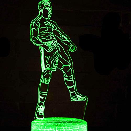 Jinnwell 3D Футболен Играч Нощно Лампа Илюзия Led 7 Цвята, което променя Сензорен Прекъсвач, Настолни Лампи за Маса Декорация