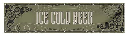 CGSignLab | Ветрозащитный Уличен Мрежест Винил банери ледено студена бира - викторианската готик | 8 'x2'