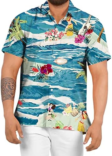 UBST 2022 Нови Мъжки Хавайски Ризи, Летни Върховете на Копчета С Къс ръкав и Тропически Цветя Принтом, Плажна Риза Свободно Намаляване на