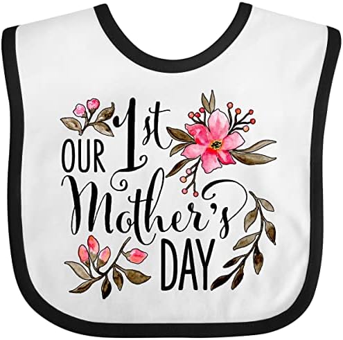 inktastic Нашият Първи Ден на майката - Детски Лигавник С Розови цветя