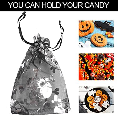 Toyvian Подаръчни опаковки за шоколадови бонбони 100 бр. Прозрачни Торбички От Органза с Модел на Черепа На Хелоуин, Чанти