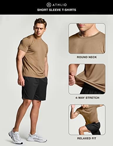 Мъжки спортни Ризи за джогинг ATHLIO 2, 3 или 5 опаковки, бързо съхнещи Спортни Ризи С Защита От Слънцето, Тениски за фитнес