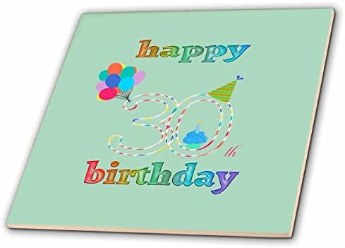 3дРоза с 30-та годишнина, Торта със Свещ, балони, Шапка, Разноцветни Плочки (ct_352166_1)