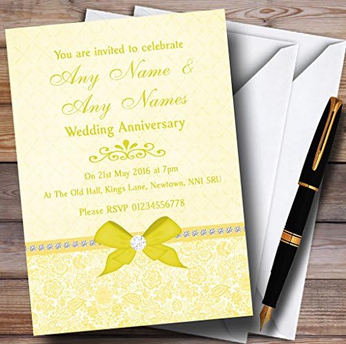 Пощенска картичка съдържа Красивия Цветен Ретро лък и Жълт Диамант, Персонализирани за юбилейна среща.