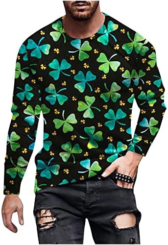 Мъжки t-shirt Св. Патрик Ирландски Облекло, тениски с дълъг ръкав на Детелина и Детелина, Скъпа Графичен Принт, Блуза С кръгло деколте,