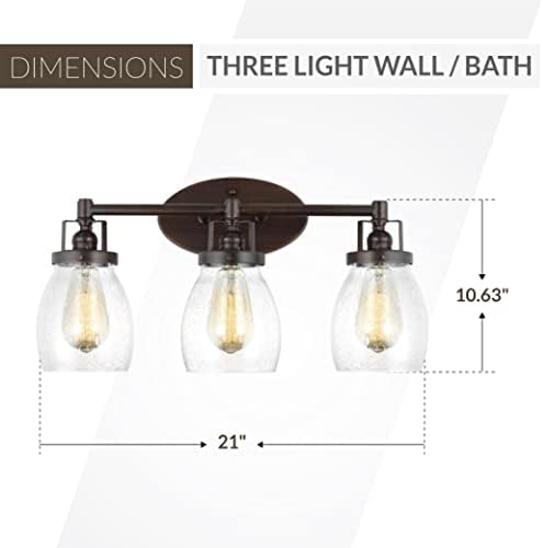 Generation Lighting 4414503EN7-710 Трехсветный монтиран на стената лампа Belton в стил Тоалетна маса за баня, Бронз