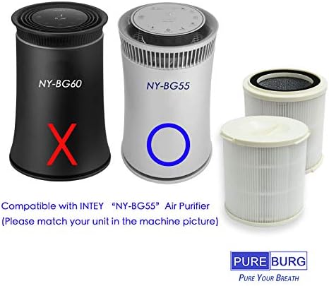 PUREBURG Взаимозаменяеми HEPA-филтър-2 опаковки, Съвместим с воздухоочистителем INTEY NY-BG55