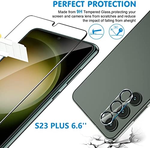 [3 + 3 опаковки] Стъклена защитно фолио за Samsung Galaxy S23 Plus 5G, закалено стъкло 9H, съвместим с ултразвуков пръстов отпечатък, HD