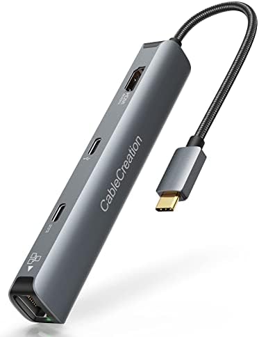 Многопортовый адаптер C USB Хъб в комплекта CableCreation 6-в-1 USB-C Хъб с кабел HDMI Ултра-висока скорост 8K 48Gbps 6,6 фута