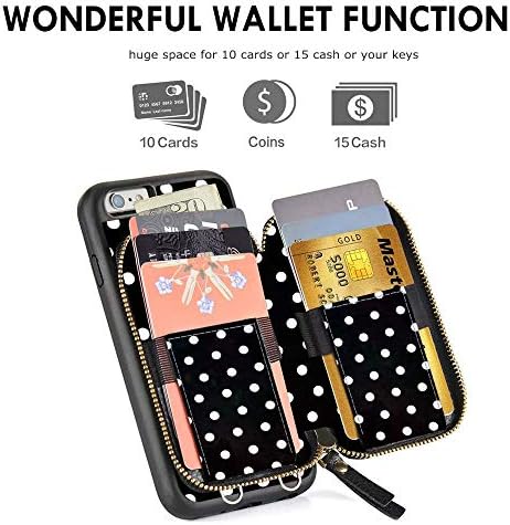 Чанта-портфейл за iPhone 6s, ZVE Чанта-портфейл за iPhone 6 джоб с отделения за карти, Чанта на верига през рамо, Чантата, Кожен
