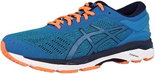 ASICS Gel-Мъжки маратонки за бягане Kayano 24 T749N обувки-маратонки (ВЕЛИКОБРИТАНИЯ 7, САЩ 8, ЕС 41,5, синьо бушлат ярко-оранжев