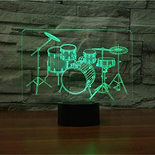 SUPERIORVZND 3D Барабанная нощна светлина Настройка Дистанционно Управление Мощност Сензорен Маса Настолна Оптична Илюзия Лампа 16 Промяна