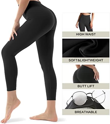 3 Опаковки Леггинсов с висока талия за жени, Подтягивающие задните части, Контрол на Корема, Панталони За Йога, Непрозрачни Спортни Панталони