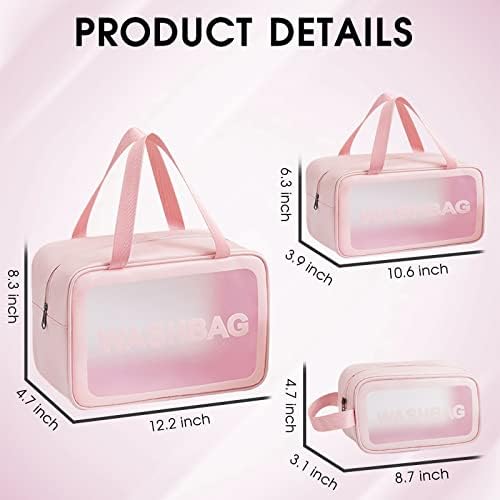 YUNAI 3 бр. прозрачна чанта за тоалетни принадлежности, пътни чанти от изкуствена кожа с матово Покритие, косметичка, Козметичен