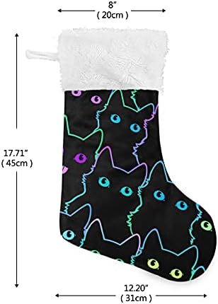 Коледни Чорапи ALAZA, Многоцветен Неоновите Котка, Класически Персонализирани Големи Чулочные Украса за Семейни Тържества, декорация