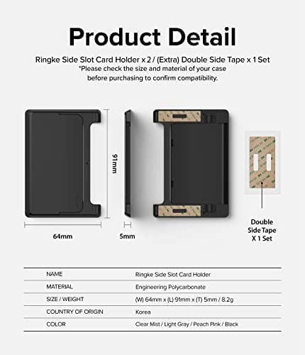 Държач за карти със странично управление Ringke [2], който е Съвместим с iPhone на Galaxy, Залепен до бумажнику Тънка твърда