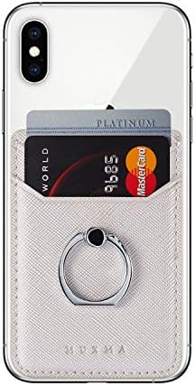 Премиум-Чантата с RFID-държач за карти от Изкуствена кожа с Околовръстен Стойка за смартфон iPhone и Android (Бял)