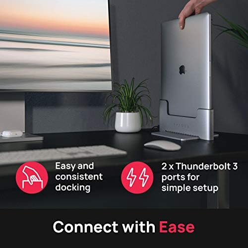 Компактна поставка за лаптоп Brydge | Вертикална док-станция, съвместима с 15-инчов MacBook Pro (-2019), 2 порта Thunderbolt™