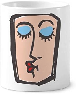 Целувка Абстрактен Скица На Лицето Емотикони Притежателя Дръжка За Четка За Зъби, Чаша Керамична Поставка За Чаша За Моливи