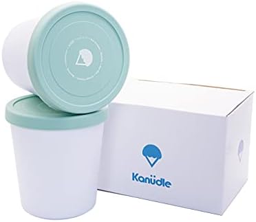 Контейнери за сладолед Kanudle (2 опаковки по 1 кварте всяка) Идеални контейнери за съхранение във фризер със силиконови капачки