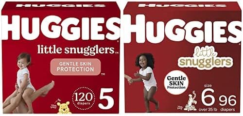 Комплект детски памперси: Гащичките Huggies Little Snugglers за новородени (до 10 кг), 76 карата и размер на 1 (8-14 кг), 198 карата