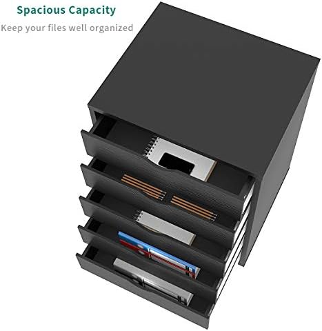 Скрин YITAHOME с 5 чекмеджета, произведено метален шкаф шкаф на колела, шкафчета за съхранение в домашния офис, черен