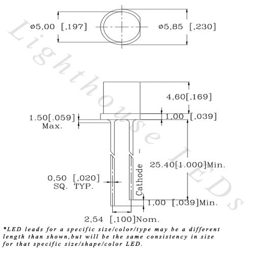 широкоъгълен Студен /прозрачен бял светодиод с плосък покрив с диаметър 5 мм - Широкоъгълен (опаковка от 5 броя)