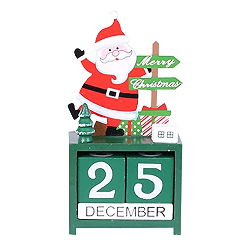 Коледен Дървена Настолен Календар За Обратно Броене Сладък Cartoony Снежен Дядо Коледа Ретро-Ръчно Изработени Бижу Домашен Офис