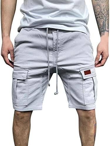 Мъжки бягащи товари ризи мода плътен цвят памук летни шорти с кулиской спортни туризъм къси панталони с джобове