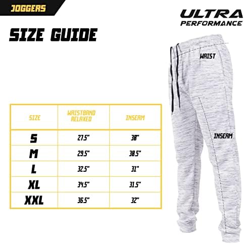 Ultra Performance 3 Опаковки мъжки Джоггеров за бягане, Мъжки Спортни панталони с джобове за мъже, Малки - 5X
