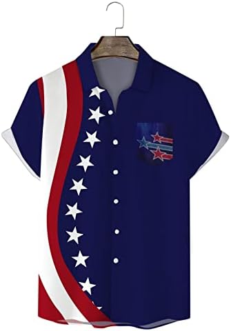 2023 Нов Мъжки Флаг на Деня на Независимостта с 3D Дигитален Печат, Персонални Модни тениски С Копчета на Ревера, Къс