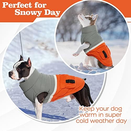 Светоотражающая яке за кучета IECOii за студено време, Водоустойчив Яке за кучета копчета, Топло Зимно яке за кучета с отвор за каишка,