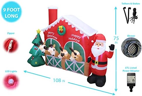 Комплект от две украса за Коледното парти, включва коледната в елен на Дядо Коледа с дължина от 9 фута щанд с коледна елха и семейството