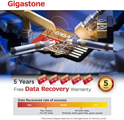 [Безплатно възстановяване на данни в продължение на 5 години] Карта Gigastone 128 GB, 2 комплекта Micro SD, 4K Game Pro, карта памет