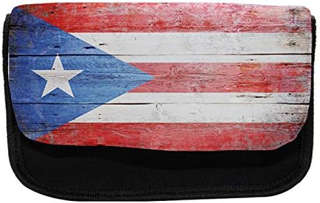 Молив случай за Моливи Lunarable Puerto Rico, Дървени Апликации с Модел, Тъканно Чанта за Моливи с двоен цип, 8,5 x 5,5, Виолетово-Синьо,
