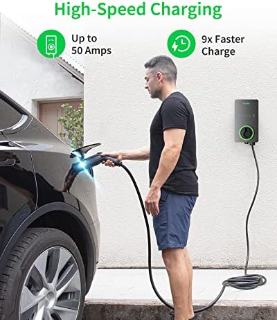 Зарядно устройство Autel Home Smart Electric Vehicle (EV), EVSE с поддръжка на Wi-Fi и Bluetooth 2-ро ниво 40 и 50 Ампера, Автомобили зарядно устройство за вътрешно / външно използване както с вг?