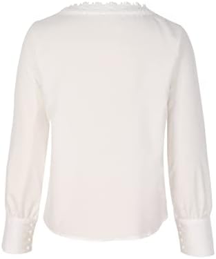 Блуза, Тениска за Жени Лято Есен С Дълъг Ръкав 2023 V Образно Деколте Лейси Блуза Копчета с Графичен Дизайн в стил Мозайка RY RY