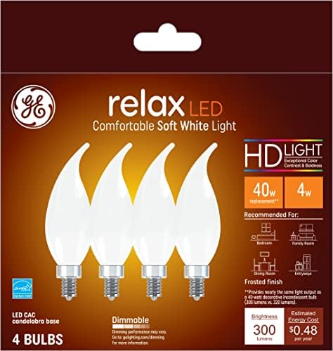 Led лампи на GE Lighting Relax, Еквалайзер 40 W, Мека Бяла светлина с висока разделителна способност, Декоративни Лампи, Малка