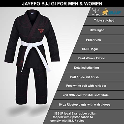 Jayefo Спортна бразилският форма за джу-джицу Gi за мъже и Жени, форма за Грэпплинга, Ультралегкие Кимоно, за възрастни, BJJ Gi, без колан