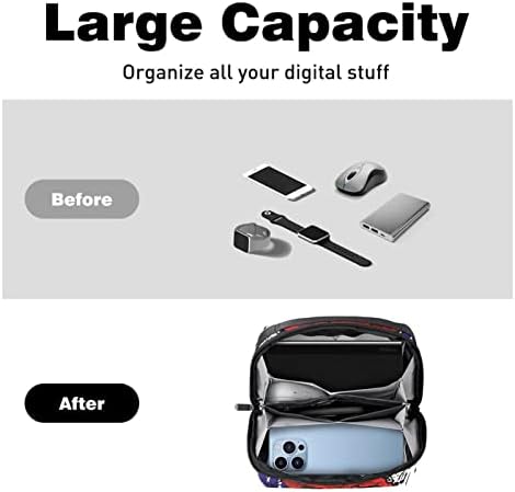 Електронен Органайзер Малка Пътна Чанта-Органайзер за Твърди Дискове, Кабели, Зарядно устройство, USB, SD-карта, на Черепа