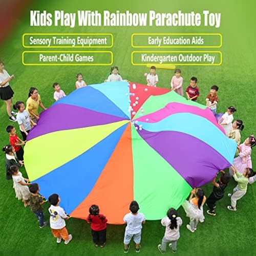 Децата играят в Дъгата Парашут, Забавни игри за детската градина и училището на открито, Игри с Гимнастическим парашут, за 6-100