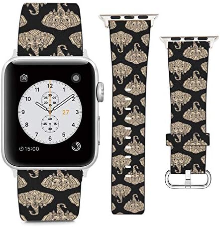 Съвместим с гривната от Apple Watch 42 мм 44 мм (главата на племенни слон), Взаимозаменяеми каишка от изкуствена кожа за iWatch Series 5 4