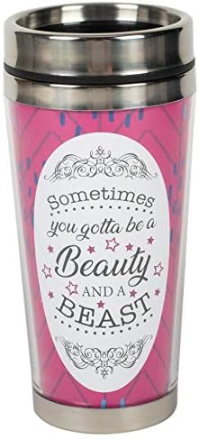Gotta Be Beauty and A Beast Розова Пътна Чаша-Чаша от Неръждаема Стомана с 16 унции с Капак