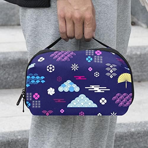 Калъф за носене, чанта, USB-кабел, органайзер, джобен аксесоар, портфейл с цип, цвете облака вълна, японски