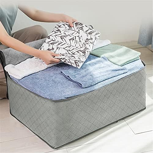 Чанта-органайзер за съхранение на дрехи Teerwere с подсилена дръжка от плътна тъкан, за одеяла, пуховых одеяла, постелки, сгъване на здрав цип (Цвят: сив, размер: 55x35x20 см)