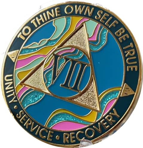 Медальон АА на 7 години Елегантен Мрамор Таити Тюркоаз със синьо и розово покритие от позлатените Чип
