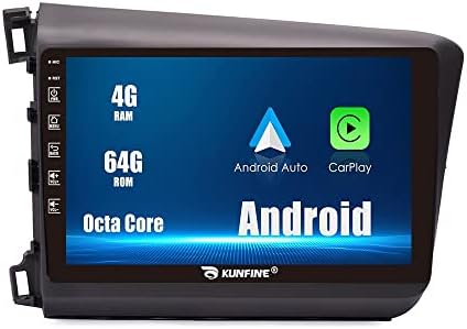 KUNFINE Android Радио CarPlay и Android Auto Авторадио Автомобилната Навигация Стерео мултимедиен плейър GPS Сензорен екран с RDS функция