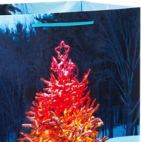 Голям празничен подарък пакет Hallmark 13 инча (4 пакета: Дъгова коледно дърво, Щастливи ивици на Дъгата) за Коледа, Ханука, на Зимното слънцестоене, на рождени Дни, сватби