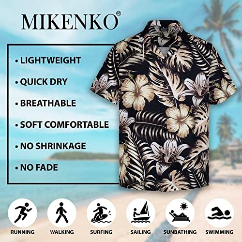 MIKENKO 80s 90s Ретро Хавайска Риза за Мъжете, Забавна Риза с Копчета, Големи и Високи Ризи с Копчета с Къс Ръкав за Мъже и Жени